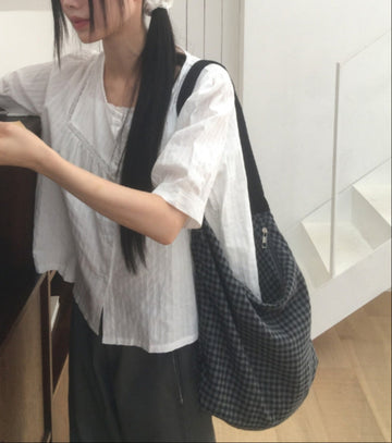 Resim Check Shoulder Crossbody Bag